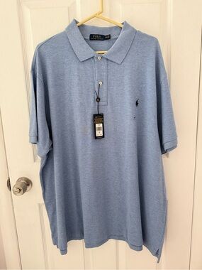 NWT Men's Polo Ralph Lauren Light Blue Polo Short Sleeve Shirt Size 3XB